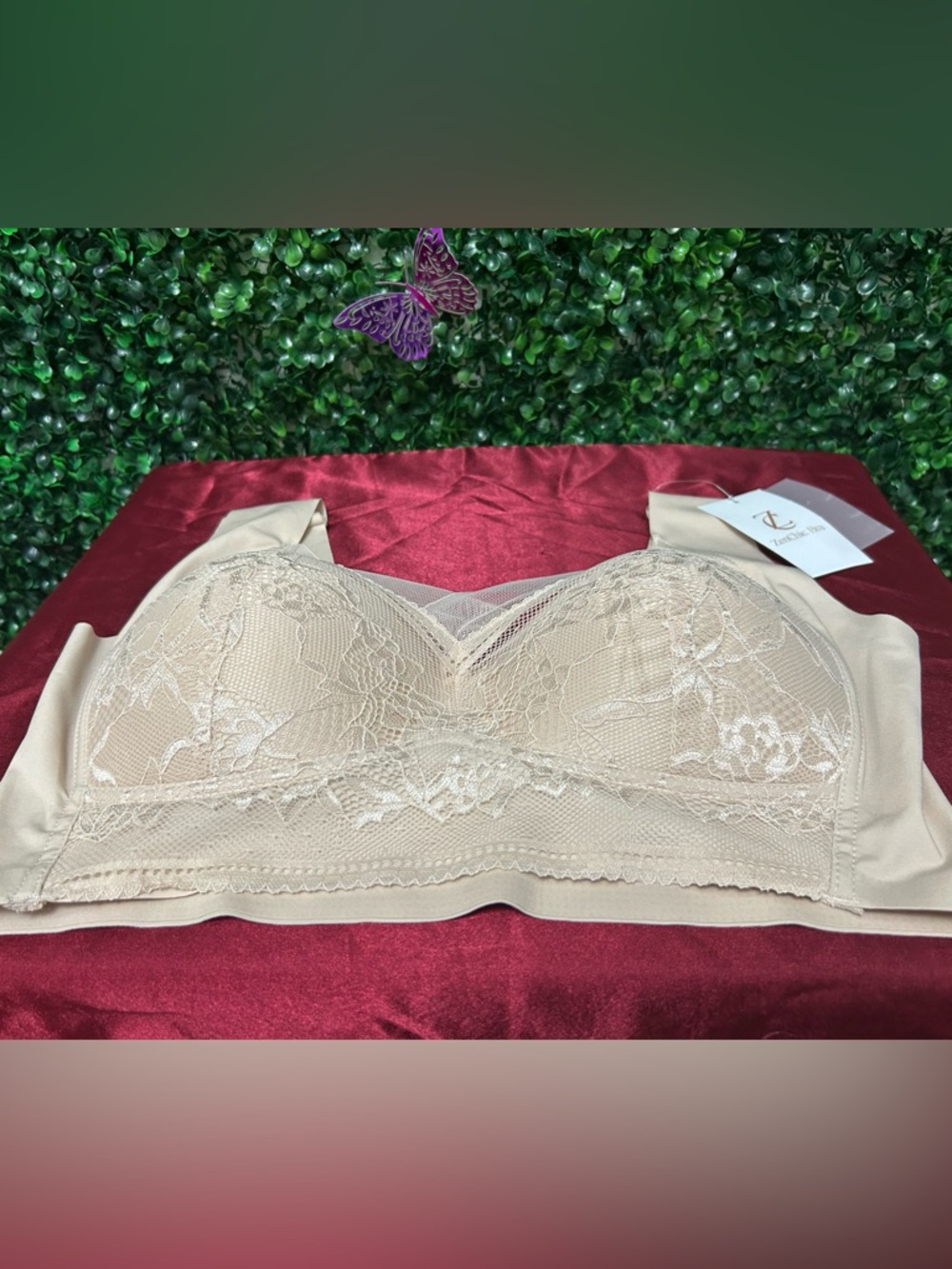ZenChic Lace Wireless Bra Nude Beige Seamless Support Comfort Bra